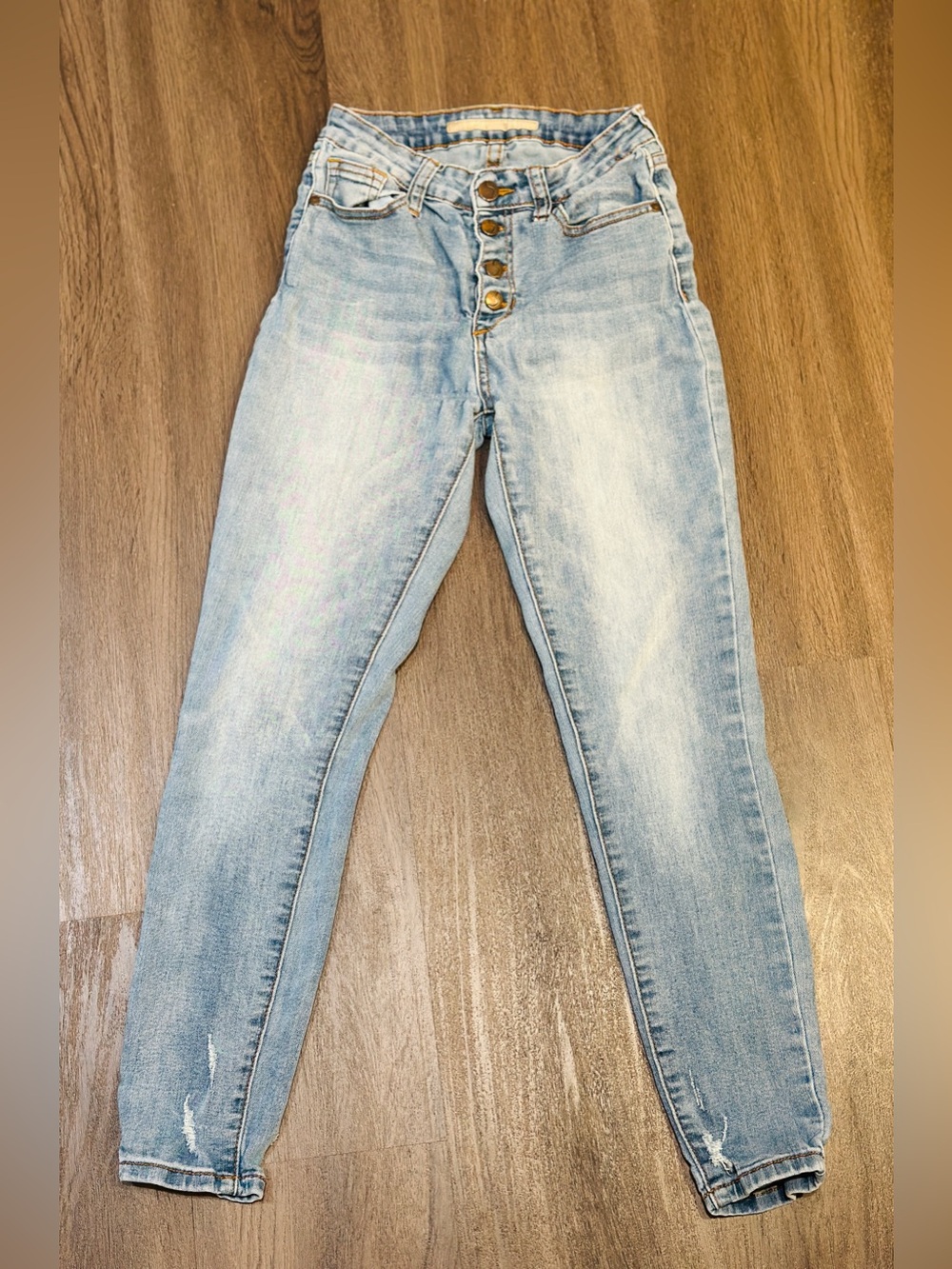 Joe’s Jeans Girls Size 14 Light Wash Skinny Jeans Button Fly Distressed Denim